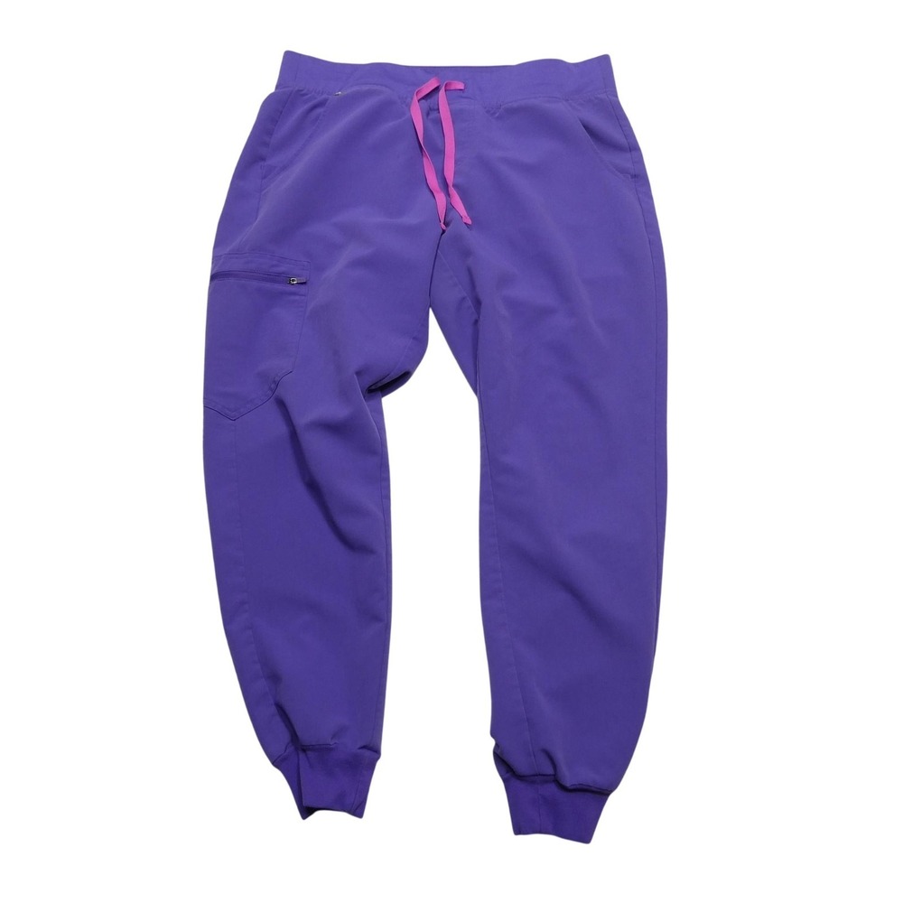 FIGS Technical Collection Pants Womens Large Purple Jogger Scrub Pockets Zip